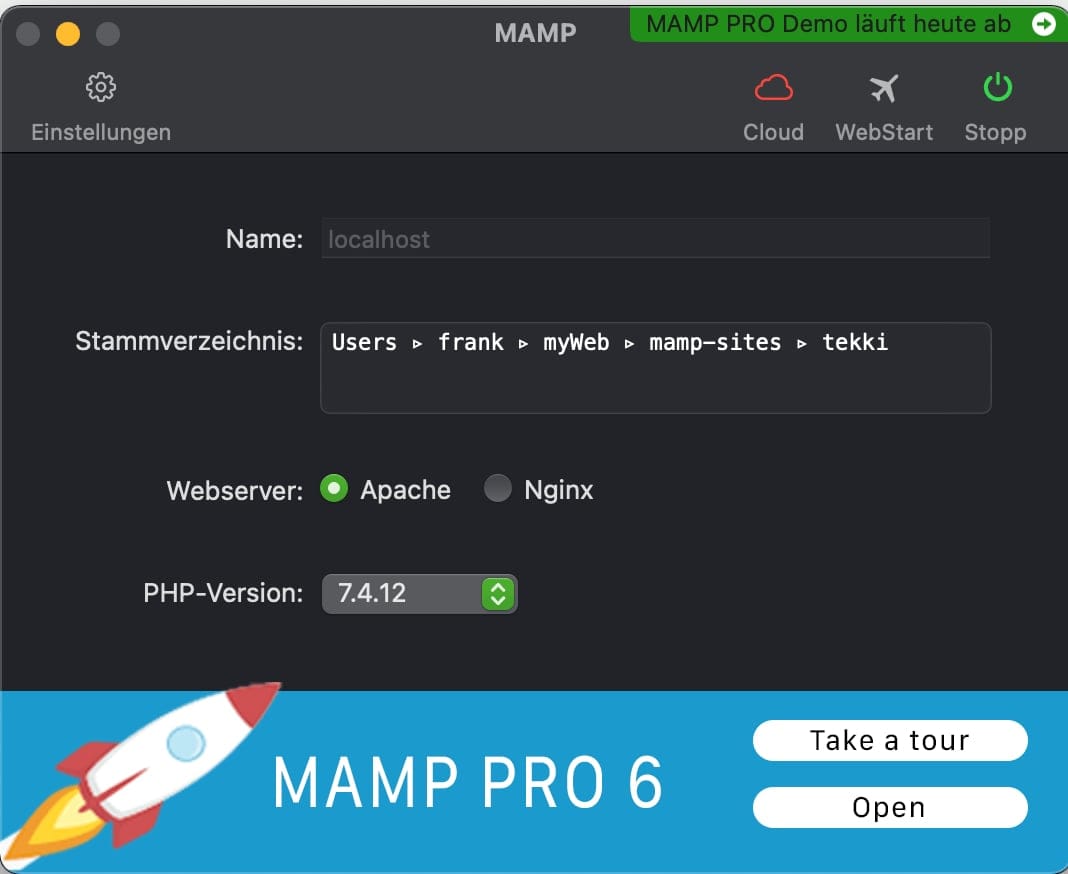 MAMP - Start of minimal interface
