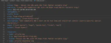 Hugo - Mit der Front Matter Variablen slug die  URL anpassen